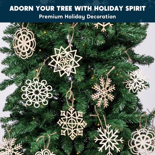 Joiedomi 36 Pcs Snowflake Madera Adornos Navideños Adornos C