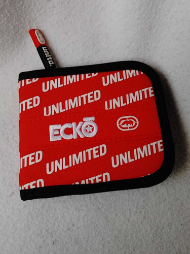 Ecko Unltd Cartera Roja Unlimited En Blanco Con Logo Bordado