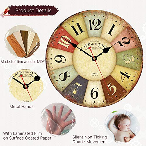 Vikmari Reloj De Pared Silencioso Sin Tictac De 8 Pulgadas N