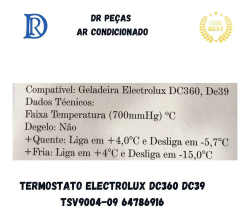 Termostato Electrolux Dc360 Dc39 Tsv9004-09 64786916