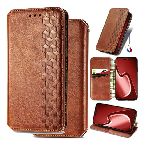 Funda De Piel Para Samsung A03 A13 A23 A33 A53 A73 A12 A22 A32 A52, Moderna Funda Magnética A Cuadros Con Ranura Para Tarjetas