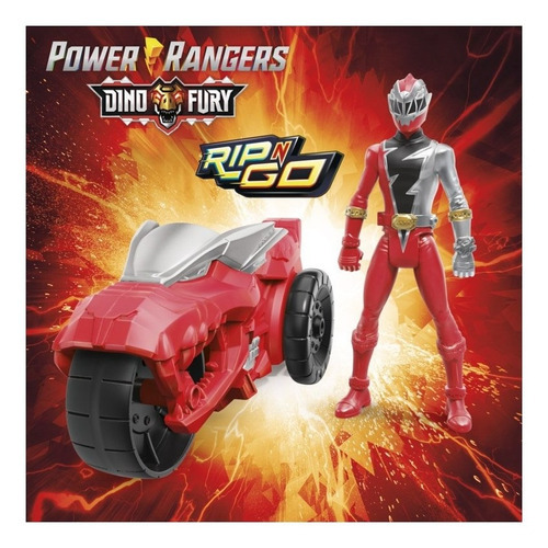 Figura roja de Power Ranger y T-rex Battle Rider de Hasbro