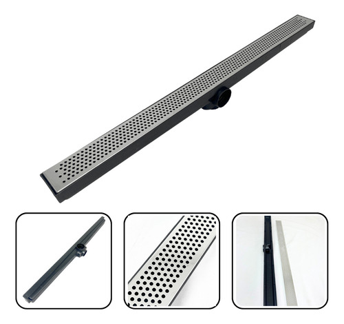 Ralo Banheiro Inox Bolinha 5x70 Linear Saída 40mm Col Preto