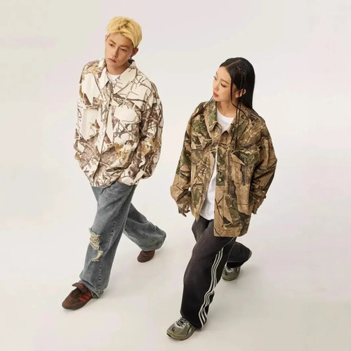 Chaqueta Vaquera De Camuflaje Para Hombre, Corte Holgado, De