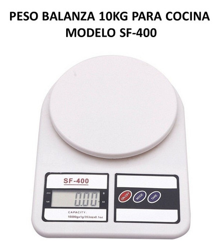 Peso Balanza 10kg Para Cocina Modelo Sf-400