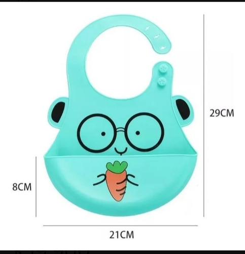 Imagen 4 de 5 de Babero Impermeable En Silicona Con Bolsillo - Fácil Limpieza