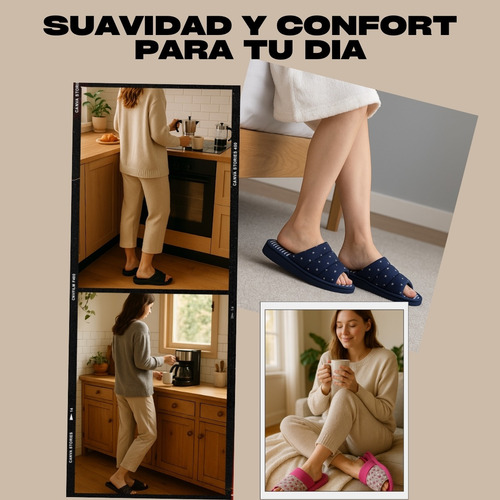 Pantuflas Mujer Cirene Acolchadas Antideslizante Cómodas