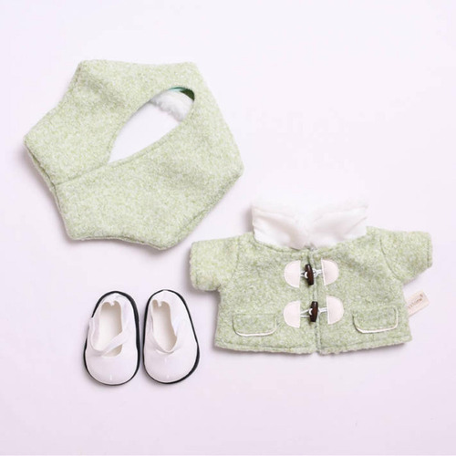 Abrigo De Muñeca De Felpa, Sombreros Y Zapatos, Verde