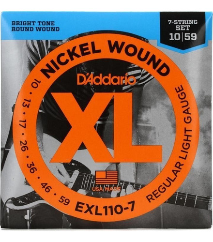 Daddario Exl110-7 Set Cuerdas Guitarra 7 Cuerdas 10-59