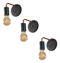 Comprar Kit 3 Arandelas Parede Industrial Luxo Garagem Pretou002Fcobre