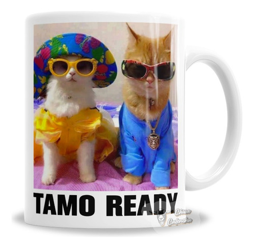 Taza De Cerámica Memes Gatitos Tamo Ready, Fiesta - En Caja
