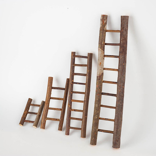4 Escalera Navideña Artesanal, Accesorios De Madera Medio