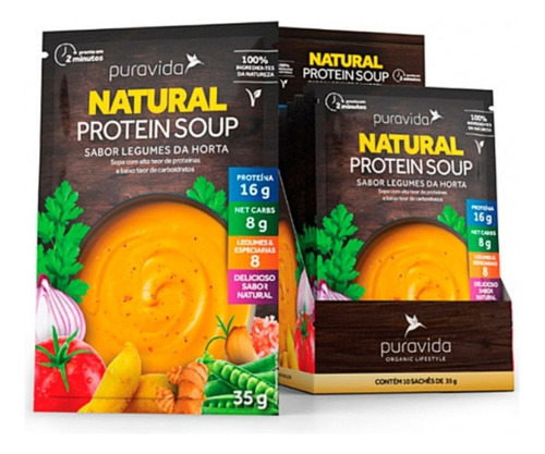 Natural Protein Soup (cx. Com 10 Sachê De 35g) - Pura Vida Sabor Legumes Da Horta