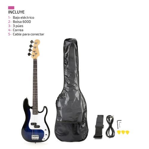 Imagen 4 de 7 de Bajo Electrico Acustico Femmto Precision Cuerda Bajos Color Azul Orientación de la mano Diestro