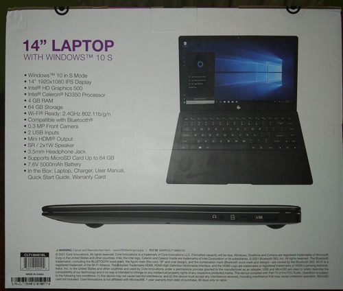 Imagen 2 de 2 de Laptop Core Innovations 14 Pulgadas, 4gb Ram/ 64gb Rom