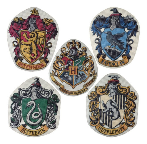 Parches Harry Potter Casas Hogwarts Estampados Pack X5 8cm