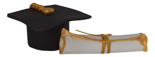 Adorno De Torta Birrete Egresados Diploma En Porcelana Fria Negro Birrete De Egresados Y Diploma