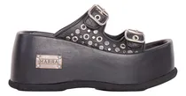 Comprar Sandalias Zueco Luciano Marra De Plat Con Tachas Y Hebillas