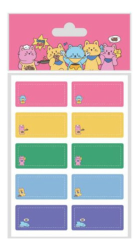 24pz Etiquetas Escolares Kawaii Nombre,materia Multicolor Pastel