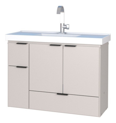 Mueble De Baño Orquidia Lavatorio Suspendido Con Bacha 80cm Mueble Beige