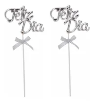 Comprar X24 Adorno Topper Feliz Dia Papa Mama Aniversario Plateado
