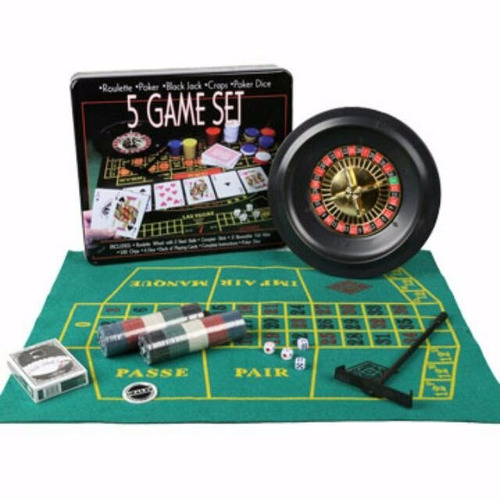 Juego De Mesa Poker Ruleta Dados 5 En 1 Lata Bisonte