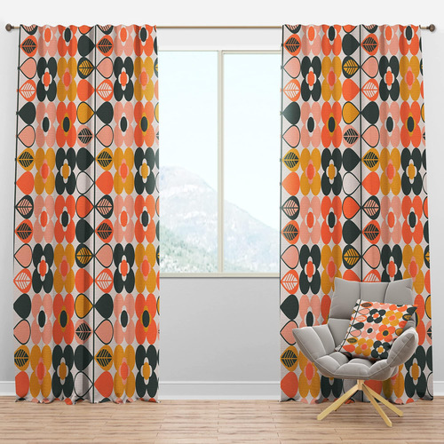 Designq Cortinas Opacas Con Diseño Retro Botánico I Cortinas