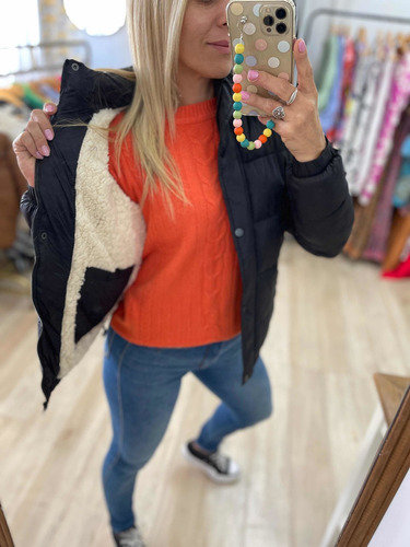 Imagen 8 de 10 de Campera Puffer Forrada En Piel Corderito The Big Shop