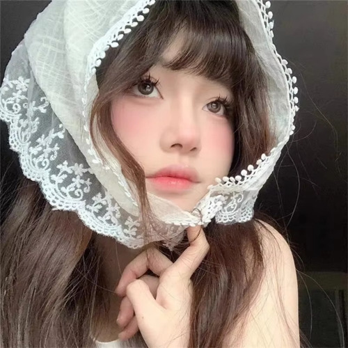 Bufanda Triangular De Encaje Francés Para Mujer, Diadema De
