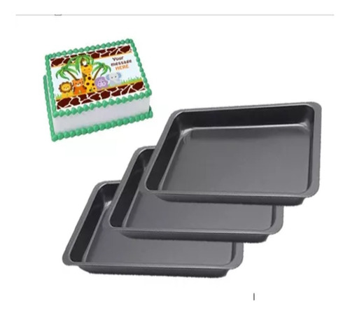 Set 3 Charolas Moldes Para Hornear Pasteles Galletas 30x20cm
