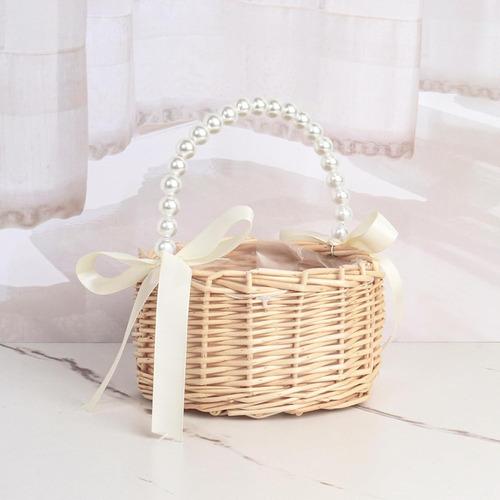 Wyq Cesta De Mimbre Para Niñas Con Flores Para Bodas, Cesta
