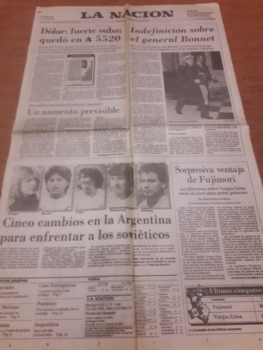 Tapa Diario La Nación 12 06 1990 Bonnet Selección Argentina 