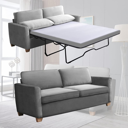 Sofa Cama 2 En 1 Biplaza Tamaño Matrimonial Gris Mjkone 