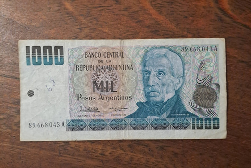 Bottero N 2631a Billete 1000 Pesos Argentinos, Escrito !!! (Usado)