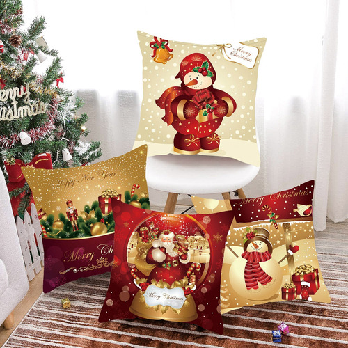 Funda De Almohada Decorativa Navideña De 45 X 45 Cm, 4 Unida