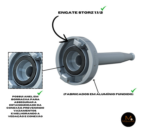 6 Esguicho Aluminio Jato Solido Storz 1.1/2 X 13mm