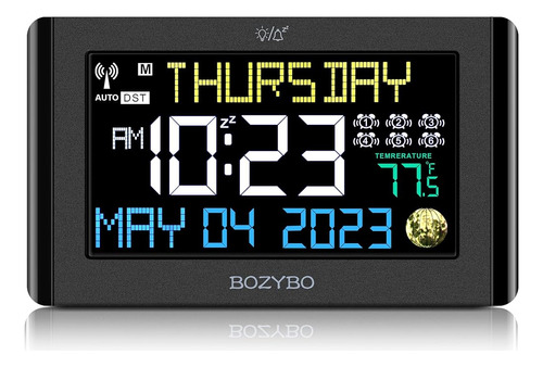 Reloj Digital Bozybo Con 6 Despertadores: Reloj Atómico Con 