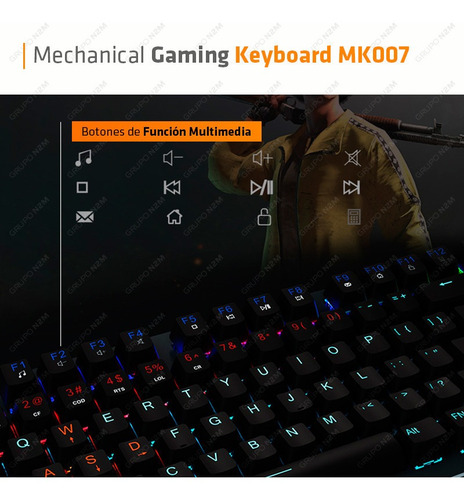 Imagen 4 de 10 de Teclado Gamer Retroiluminado Rgb Mecanico Meetion Mt-mk007
