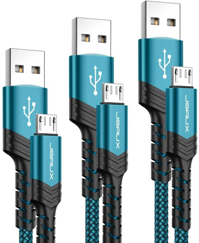 Cable Cargador Microusb Jsaux Para Galaxy Y Mas 3-pack Ve...