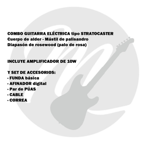 Imagen 2 de 6 de Guitarra Eléctrica Combo Amplificador 15w Afinador Y Mas!