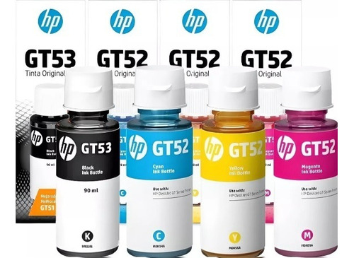 Hp Gt53 Y Gt52 Combo 4 Botellas Negro Cian Magenta Amarillo