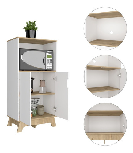 Mueble De Microondas Bajo Bi-color B(2c