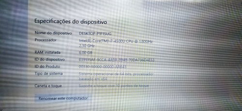 Note Core I7 Tela Touch E Ssd