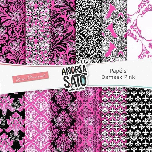 Papeles Digitales #01 - As Papeis Damask Pink - Fondos