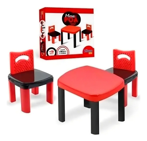 Mesinha Infantil Poá Red Com 2 Cadeiras - Simo Toys