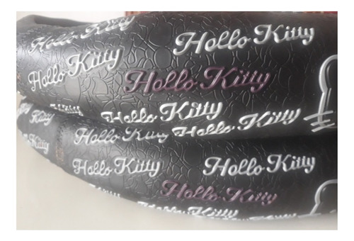 Forro Volante Hello Kitty Negro Cuero Letras Alto Relieve