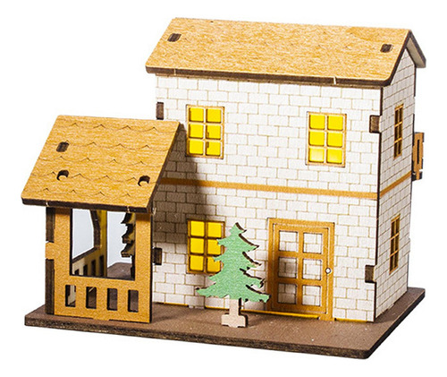 Fa Casa En Miniatura Iluminada Casa 10,5 Cm X 8,3 Cm X 8,3