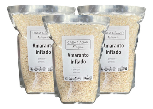 Amaranto Orgánico 3 Paquetes De 400g C/u Casa Nágar Organic