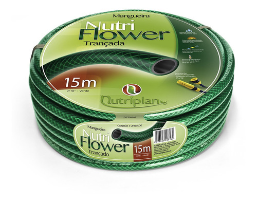 Mangueira De Jardim Trançada Nutri Flower 15m Nutriplan Cor Verde-escuro