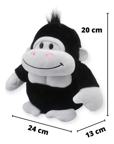 Peluche Gorila Sonriente Negro Pequeño Juguete 24cm